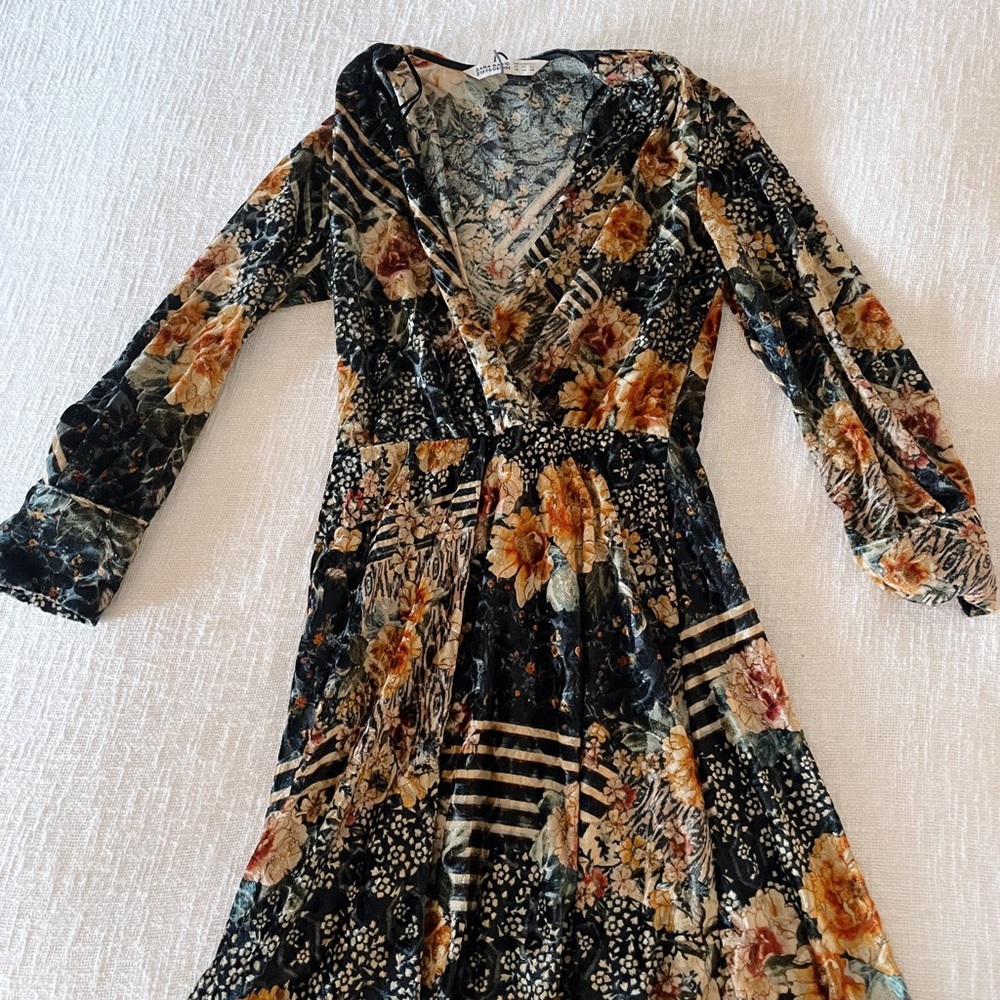 Zara Printed Velvet Mini Dress